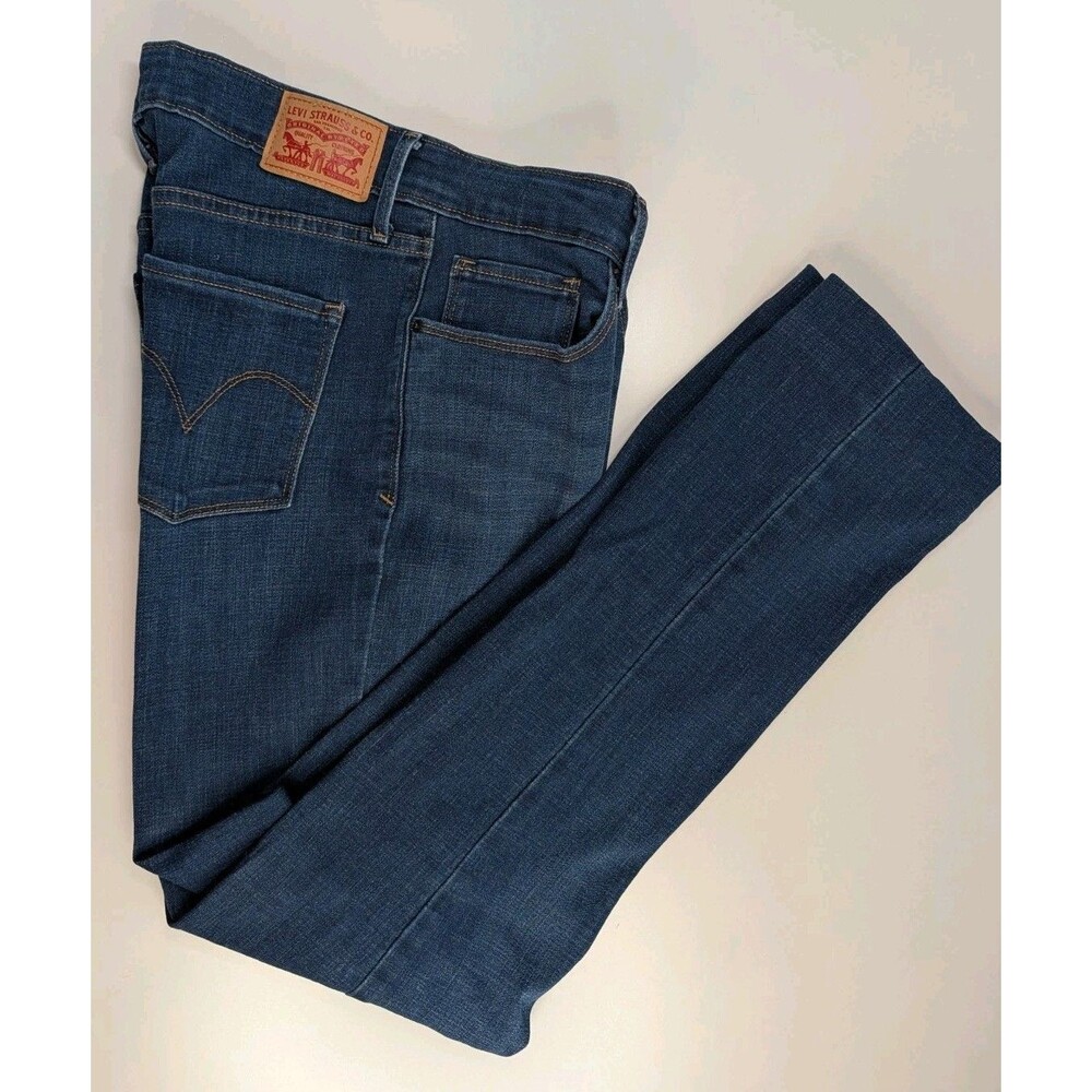 Levi's Mid Rise Skinny Jeans Womens Size 8 Dark Wash Blue Stretch Denim 5 Pocket